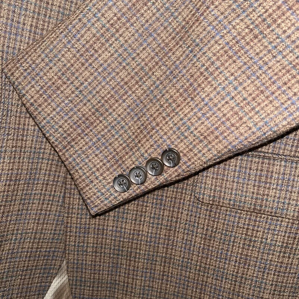 Jean Paul Germain 42R Brown Checks Wool Two Button Blazer Vented
